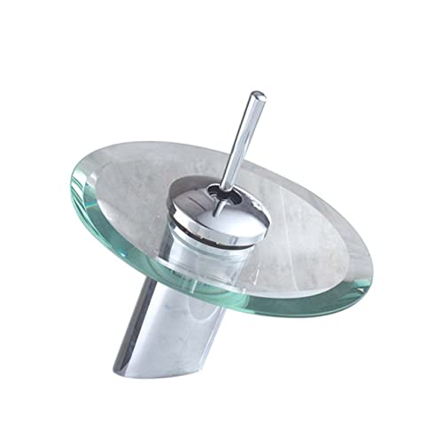 BESTYASH Rubinetto Lavabo Bagno con Design in Vetro e Acciaio Inox Miscelatore Monocomando per Acqua e Fredda Struttura Resistentla Ruggine Calore Finitura Lucida e Duratura Idrico e