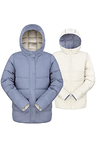 Orolay Women's Lightweight Down Coat Reversible Down Jacket With Hood Blue M #TOP1