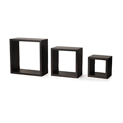 Melannco Floating Wall Square Cube Shelves For Bedroom, Living Room, Bathroom, Kitchen, Nursery - Wood, Set Of 3, Espresso 2 #TOP20