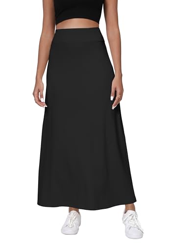Women's High Waisted A-Line Maxi Skirt Elastic Waist Flowy Long Skirts for Women