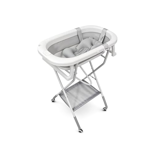 Mobiclinic®, Baignoire Pliable Bébé, avec Pieds et Support, Hauteur Réglable, Roulettes à...