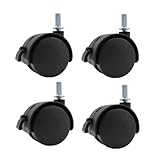 Pndbnq Swivel Caster Wheels 4 Pack 1.5 Inch Locking Casters with 6.25mm Diameter Straight-line Stem, Wheel Replacement for Plastic Furniture Drawer Carts, Boxes, Cabinets, Shelves with Reserved Holes