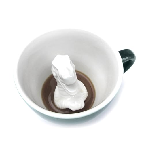 CREATURE CUPS Taza de cerámica T-Rex (11 onzas, verde oscuro) | Interior de animales ocultos | Regalo de vacaciones y cumpleaños para los amantes de los dinosaurios, el café y el té