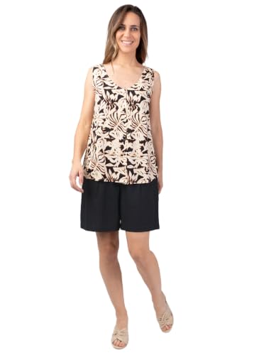 Top femme noir et beige IVANOE débardeur chic bicolore et haut d'été confortable