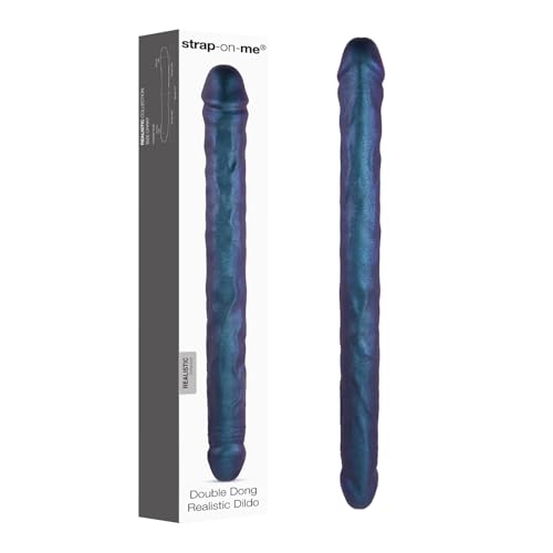 Strap-On-Me Gode ​​réaliste double gode Violet Métallique 4/5/45 cm