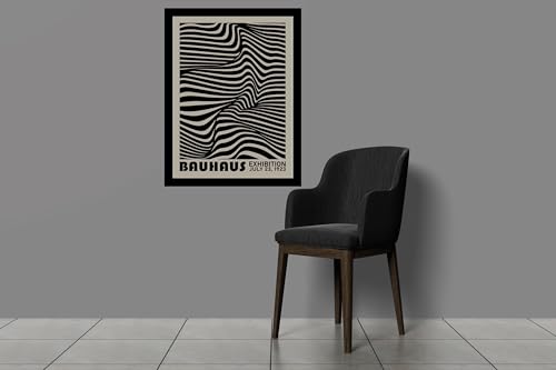 Image of BLINKART Vintage Bauhaus Retro Geometric Aesthetic Poster Gallery | Colorful Wrap Framed For Home Office Studio Living Room Modern Art Studio Decoration Abstract Shapes | (d64) | 13x10 Inch
