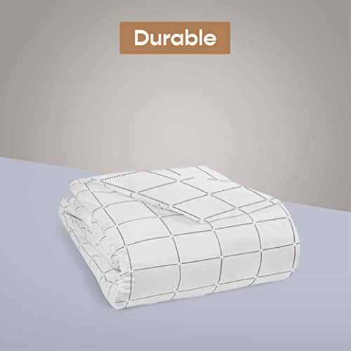 Image of SleepyCat Duvet Cover, 100% Cotton 200TC Percale Combed Yarn, with Corner Ties & Coconut Button Closure, Oeko-TEX & AZO Free, (Double Size, 90x100 inches) Overboard Checks