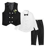 LOLANTA Boys Vest Suit Formal Clothing Set Trajes de niño Trajes de Primera Comunión para Niños (Black, 9-10 Years)