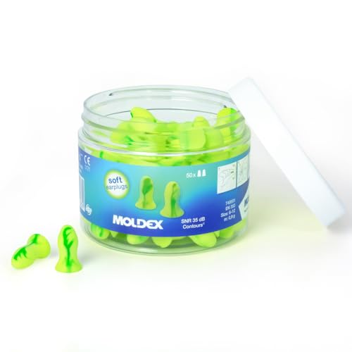Moldex Contours® Ohrstöpsel – 740501, anatomisch geformt, höchste Schalldämmung (SNR 35 dB), ideal zum Schlafen, 100% PVC-frei, Reisen und Arbeiten, 50 Paar