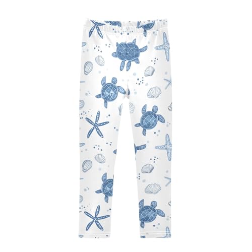 Turtles Girls' Leggings Toddler Doodles Starfish Shells Kids Yoga Pants Dance Active Tights 4T
