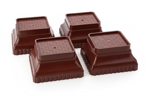 Image of U-MAX 4-Pack Sofa & Bed Leg Lifts, Anti-Slip Base for Stability, Increases Height, Prevents Floor Scratches, Legs Refrigerator Stand (Brown, New Squar Stand)