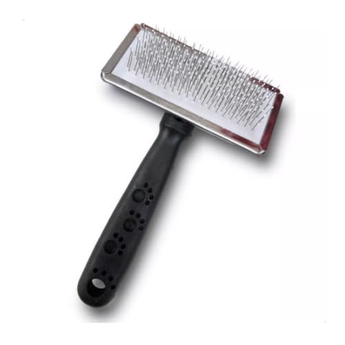 Escova Rasqueadeira para Pets com Cerdas de Aço Inox Remove Nós e Pelos Soltos Ideal para Cães e Gat