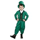 FantastCostumes Kids St. Patrick's Day Leprechaun Costume Green Irish Lucky Clover Suit Set