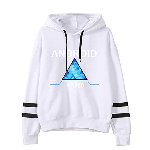 Detroit Become Human Pullover Suéter Original Impreso Sudaderas con Capucha Transpirables Sudaderas Estampadas Jersey de Manga Larga Unisex (Color : White02, Size : M)