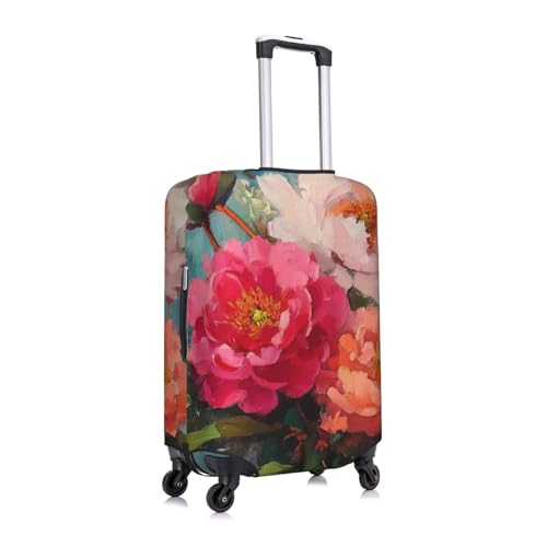 Vibrant Flower Peony Luggage Cover Protector Suit Case Cover Elastic Washable Anti-Scratch For 18-32 Inch Luggage X-Large3
