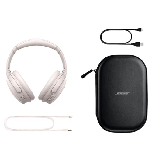Image of Bose QuietComfort Headphones - Wireless Bluetooth Headphones, Active Over Ear Noise Cancelling and Mic, Deep Bass Bundle + Desktop Headphone Stand + Green Extreme Dual Wall Charger (White)