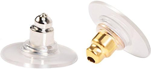 200 Pieces Bullet Clutch Earring Backs for Studs with Pad Rubber Earring Stoppers Pierced Safety Backs (Silver and Gold)