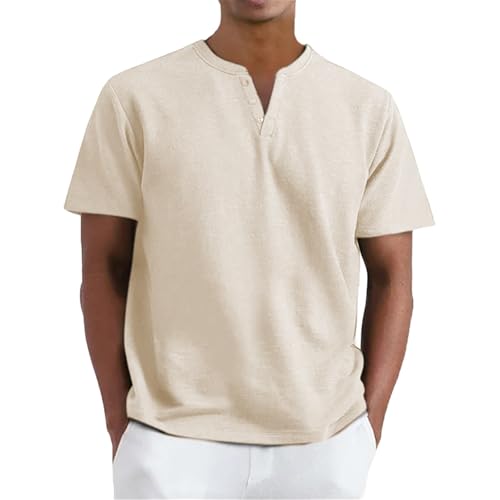 Tshirts Shirts for Men V Neck Button Short Sleeve Henley Tops Casual Summer Lightweight Breathable Tshirts Plus Size