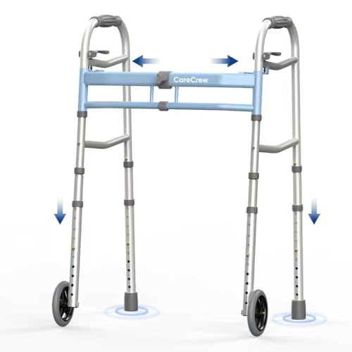 Narrow Walkers for Small Spaces, Width & Height Adjustable Lightweight Folding Walker, Handicap Standard Walker, Alumium Narrow Walkers for Seniors
