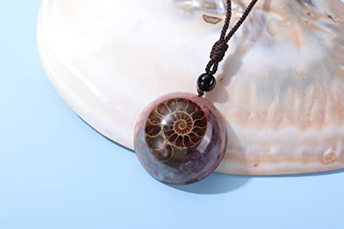 Jovivi 7 Chakra Gemstone Reki Healing Crystal Necklace Round Circle Shape Ammonite Fossil Resin Chip Stones Pendant Necklace for Women Men Life Tree Jewelry Christmas Gifts4