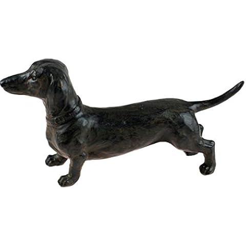 26cm Life Like Standing Dachshund Dog Figurine Ornament - Bronze Effect Colour Cover