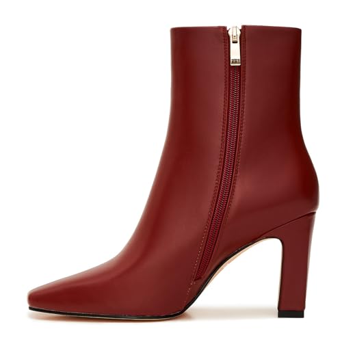 Women's Ankle Booties – 3.5 Inch Chunky Block Heel, Fashion Square Toe, Side Zipper, Cushioned Insole, Short Dress Boots2