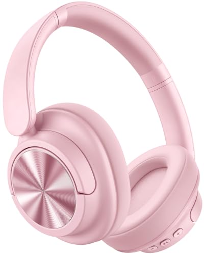 Image of Hybrid Active Noise Cancelling Headphones 120H Playtime Wireless Headphones Bluetooth 6.0 Over Ear Headphones 6 ENC HD Call Mic, Hi-Res 360 Spatial Audio ANC Headphone for Travel Workout Dusty Pink
