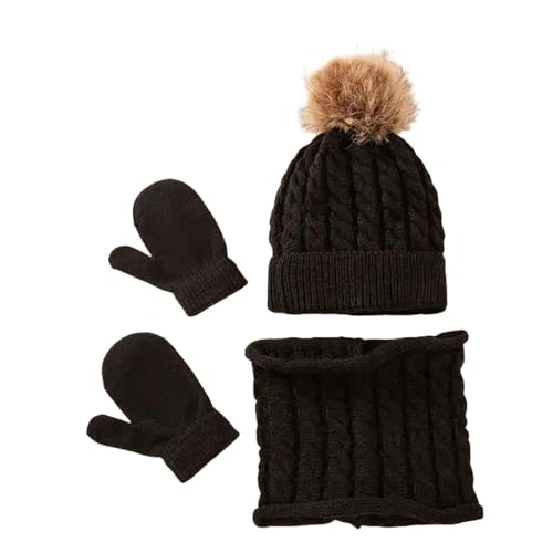 Bonnet écharpe gants 3 en 1 set mignon extensible pour bébé