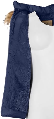 BodiLove Women's Zipper Cuffed Sleeve Neckline Padded Quilted Faux Fur Hooded Vest3