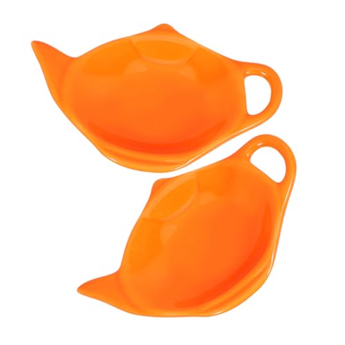 MAGICLULU 2Pcs Teapot Shaped Ceramic Dish for Tea Bags Creative Tea Accessories Afternoon Tea Tray Charming Porcelain Coaster for Condiments and Storage