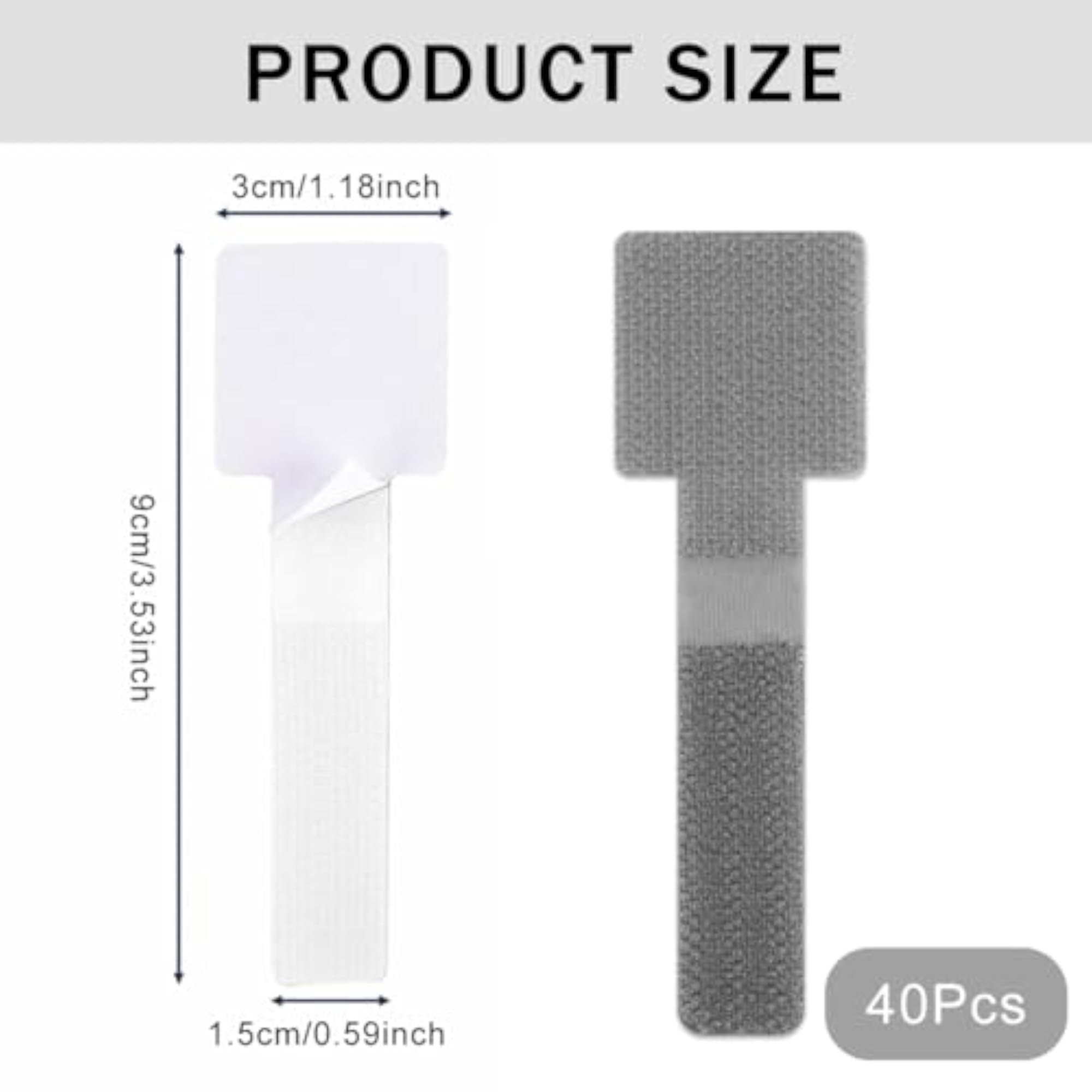 40pcs Hook And Loop Cable Ties Self Adhesive Cable Straps