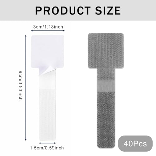 Image of Serplex 40Pcs Hook and Loop Cable Ties, Self Adhesive Hook and Loop Cable Straps, Reusable Wire Organizers for Cords, Cable Management Under Desk, Adjustable Cord Organizers for Desk, Home Office