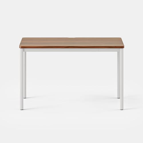 Image of Branch Daily Desk, Functional at Home Office Desk with Effortless Assembly | Timeless Design, Rounded Corners, and Built-in Cable Notch, 48 inch W x 28.5 inch H x 24 inch D, Walnut White Work Table