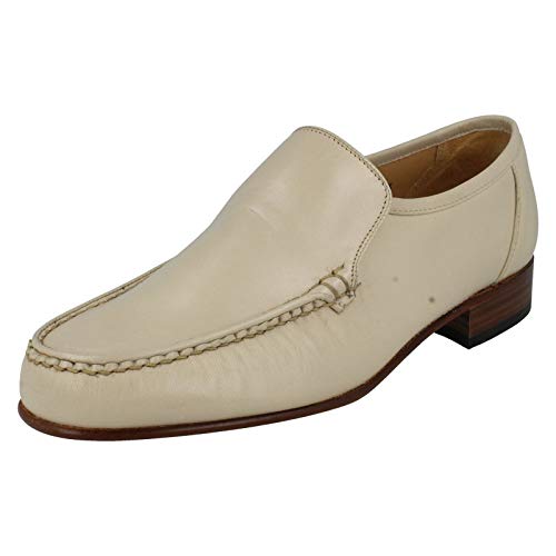 Grenson Illinois - Mocasines sin cordones para hombre, piel de hueso, talla del Reino Unido, Beige Blanco Crema, 45 EU