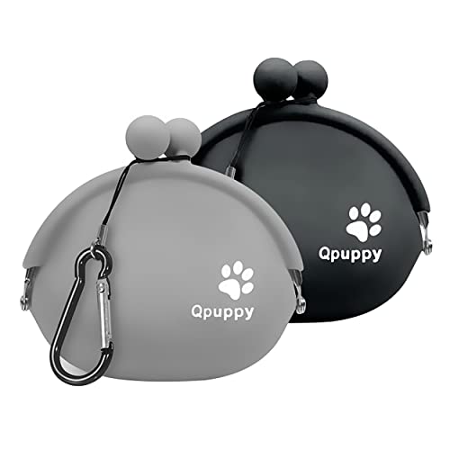 Qpuppy Dog Treat Training Pouch Fashion Portable Small Dog Training Treat Pouch Treat Pouches for Pet Training Coin Purse Silicone Coin Pouch Key Case black Grey 2pcs  Cucciolini Doodles Qpuppy dog treat training pouch fashion portable small dog training treat pouch treat pouches for pet training coin purse silicone coin pouch key case black grey 2pcs   cucciolini doodles
