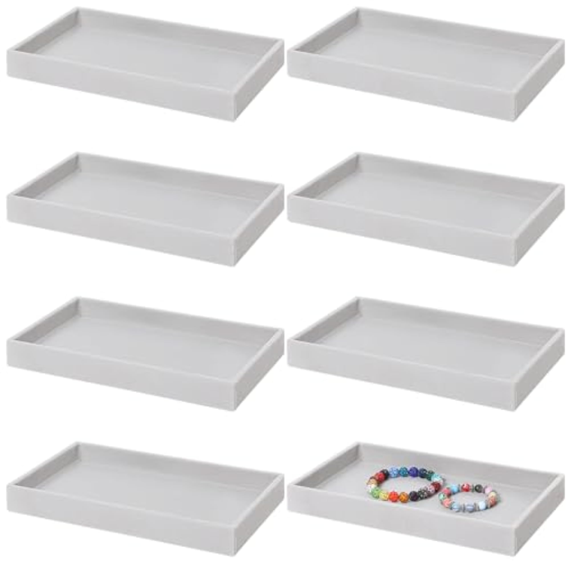 8 Pcs Small Velvet Jewelry Tray Stackable Organizer