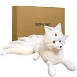 DSOPHORAT Cloth Dolls Stuffed Fox Hugging Plush Nine Tailed Fox Stuffed Animals Toy Fox Shape Neck Pillow, Birthday Xmas Animation Gifts Fox plushies Gift(White)