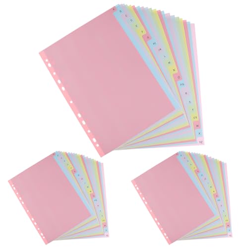 Yoosso 3er Set Register für Ordner A4 Trennblätter für Ordner A4 Ordner Trennblätter aus robustem PP-Material Organisation im Büro und Zuhause geeignet 2/3/4-Lochbindern wasserdicht verschleißfest