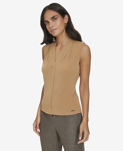 Image of Calvin Klein Women's Sleeveless V-Neck Blouse