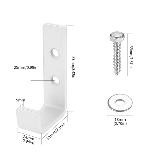 4 Pcs White Ladder Hooks - Heavy Duty, L Shaped Utility Hooks for Wall Mounting Shed & Garage Storage, 4-pack - Image 2