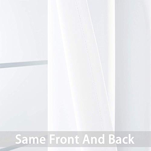 Yakamok Room Darkening Window Curtains for Kitchen, Thermal Insulated Grommet Window Drapes for Bedroom Basement, Pure White, 52W x36L, 2 Panels