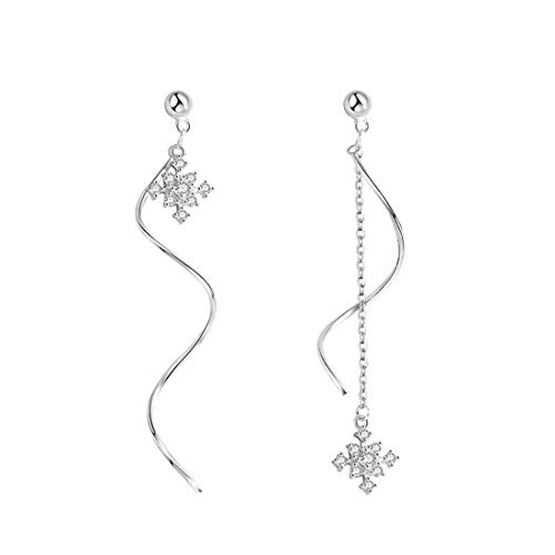 SLUYNZ Solid 925 Sterling Silver Snowflake Earrings Dangle for Women Teens Snowflake Dangle Earrings Chain
