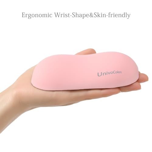 Image of UnivoColors Design-Wave Set of Wrist Rest,Artificial Sheepskin+Memory Foam+Ergonomic+Anti-Slip Gel, Resilience Support During Work and Gaming,Keyboard Accessory,Pink