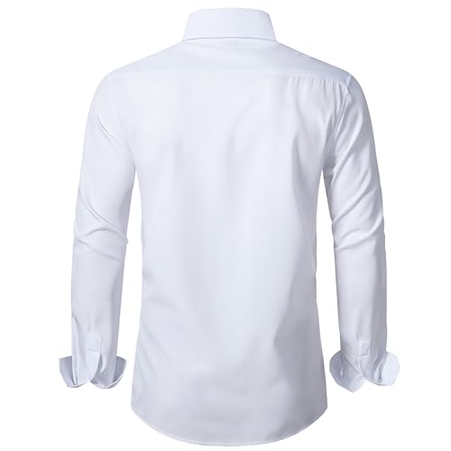Men's Slim Fit Dress Shirts Solid Long Sleeve Formal Shirts Business Casual Wedding Button Down Shirts2