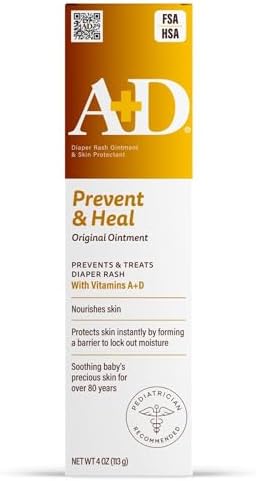 A+D Original Diaper Rash Ointment Prevents & Treats Diaper Rash, Moisturizing Skin Protectant with Vitamins A & D, Healing Skin Ointment for Dry and Cracked Skin 4oz A+D Original Diaper Rash Ointment Prevents & Treats Diaper Rash, Moisturizing Skin Protectant with Vitamins A & D, Healing Skin Ointment for Dry and Cracked Skin 4oz