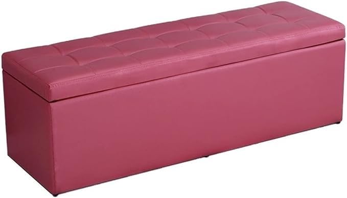 Banco Otomano Almacenamiento Piel Sintética Con Asiento Acolchado Espuma Viscoelástica Cajas Almacenamiento Otomanas Plegables Grandes Con Capacidad For Hasta 400 Kg Reposapiés For Baúl Juguetes(Wine