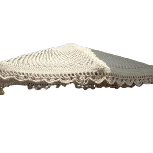 Funda para sombrilla de macramé, decoración bohemia para el hogar, jardín, playa, sombrilla de algodón beige con borlas, paraguas con flecos, sombrilla de patio, protección solar UV50+, cubierta
