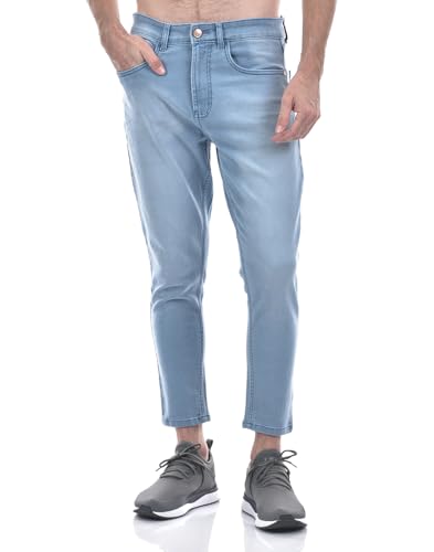 Image of Numero Uno Men's Dark Blue Tappered Fit Cropped Sustainable Jeans