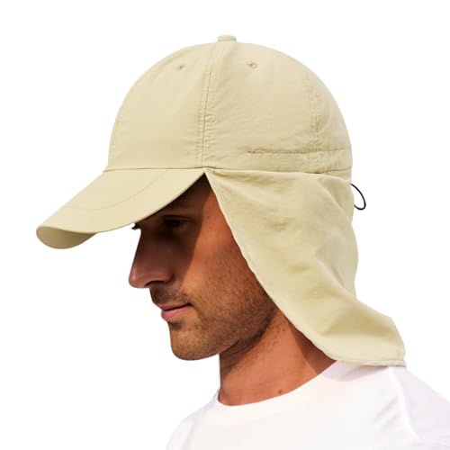 Mens Sun Hats with UV Protection Fishing Hiking Hat for Men with Neck Flap Summer Baseball Cap...