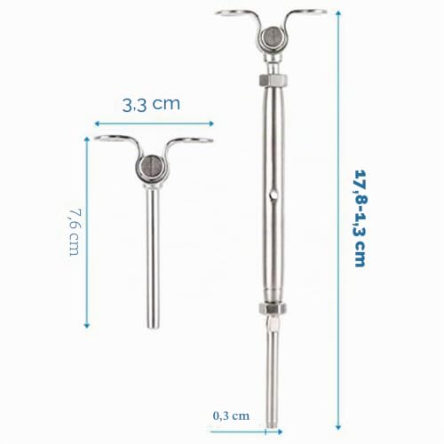 Barandilla de cable de acero inoxidable con tensores ajustables a 180 grados para exteriores 2